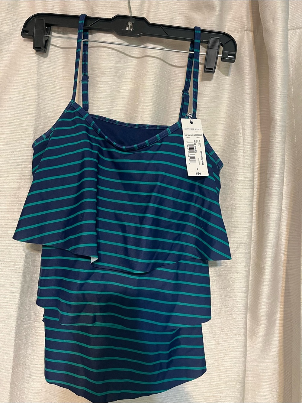 NWT Size 6 Sonnet Shores Blue Stripe Tankini Top! padding & adjustable straps.